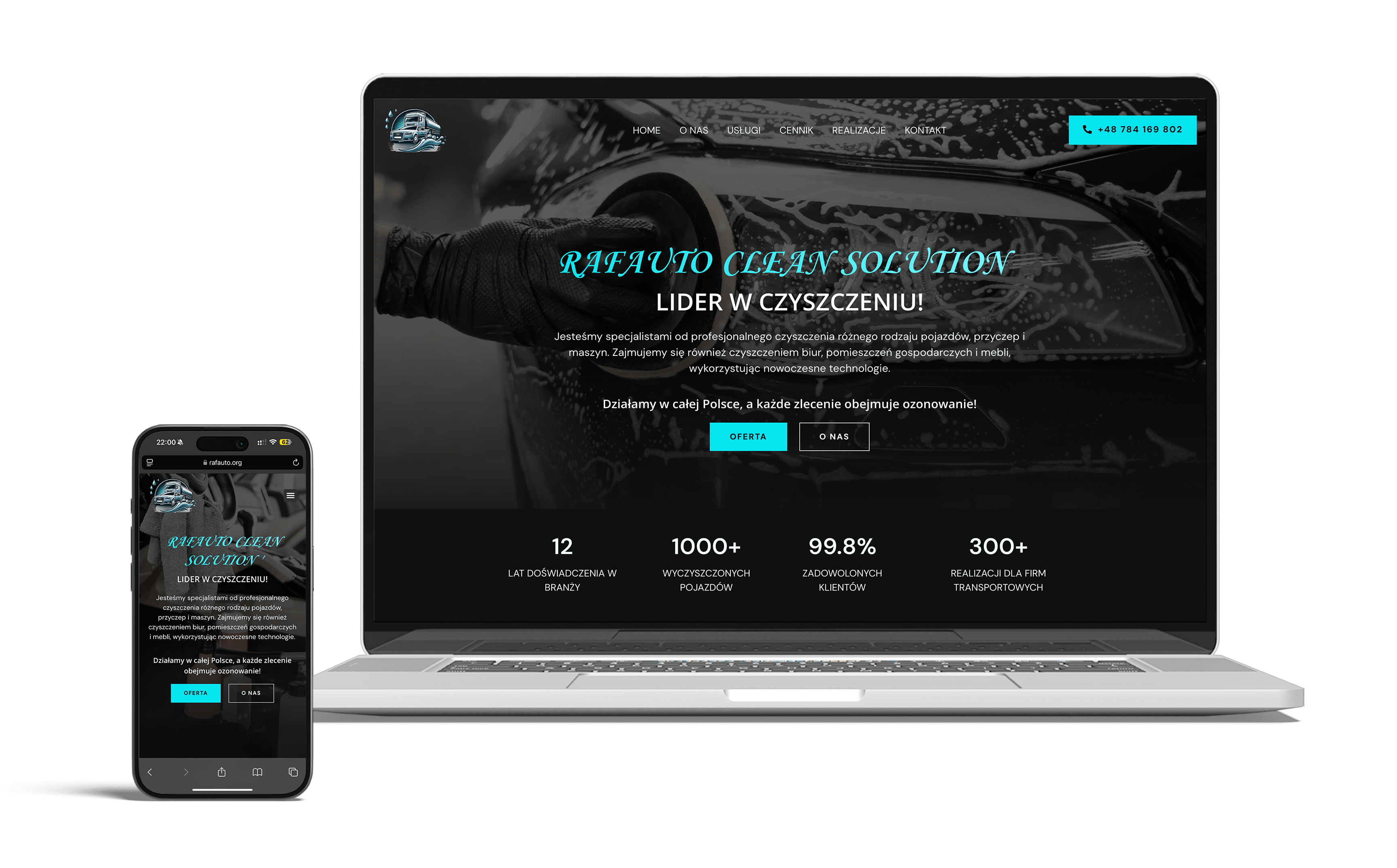 Strona internetowa dla firmy Rafauto Clean Solution