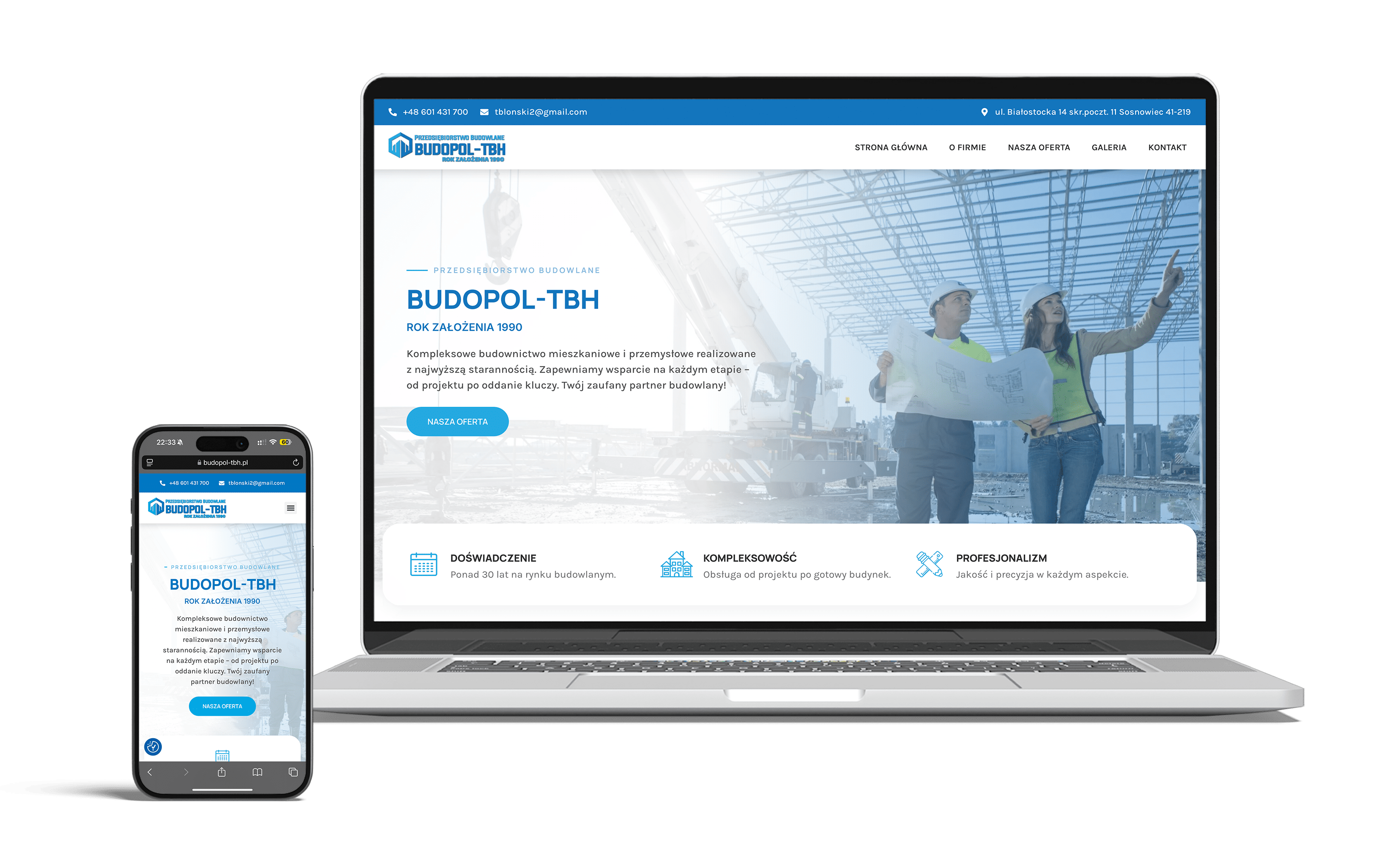 Strona internetowa dla BUDOPOL-TBH