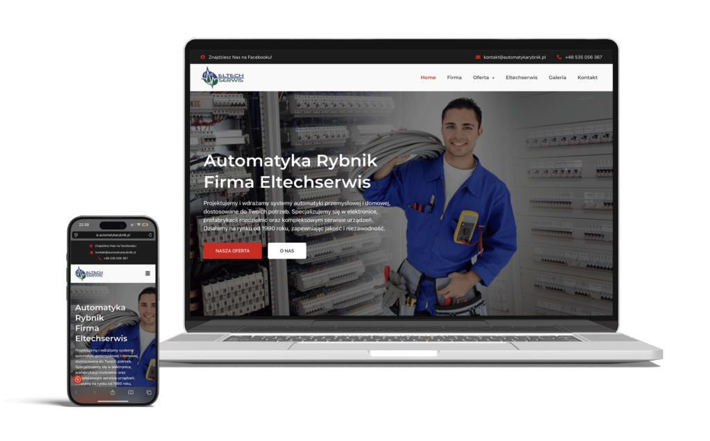 Strona WWW dla firmy automatyki przemysłowej