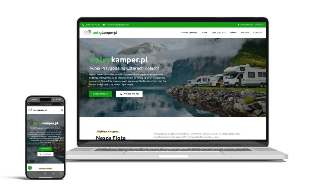 Strona internetowa dla wypożyczalni kamperów
