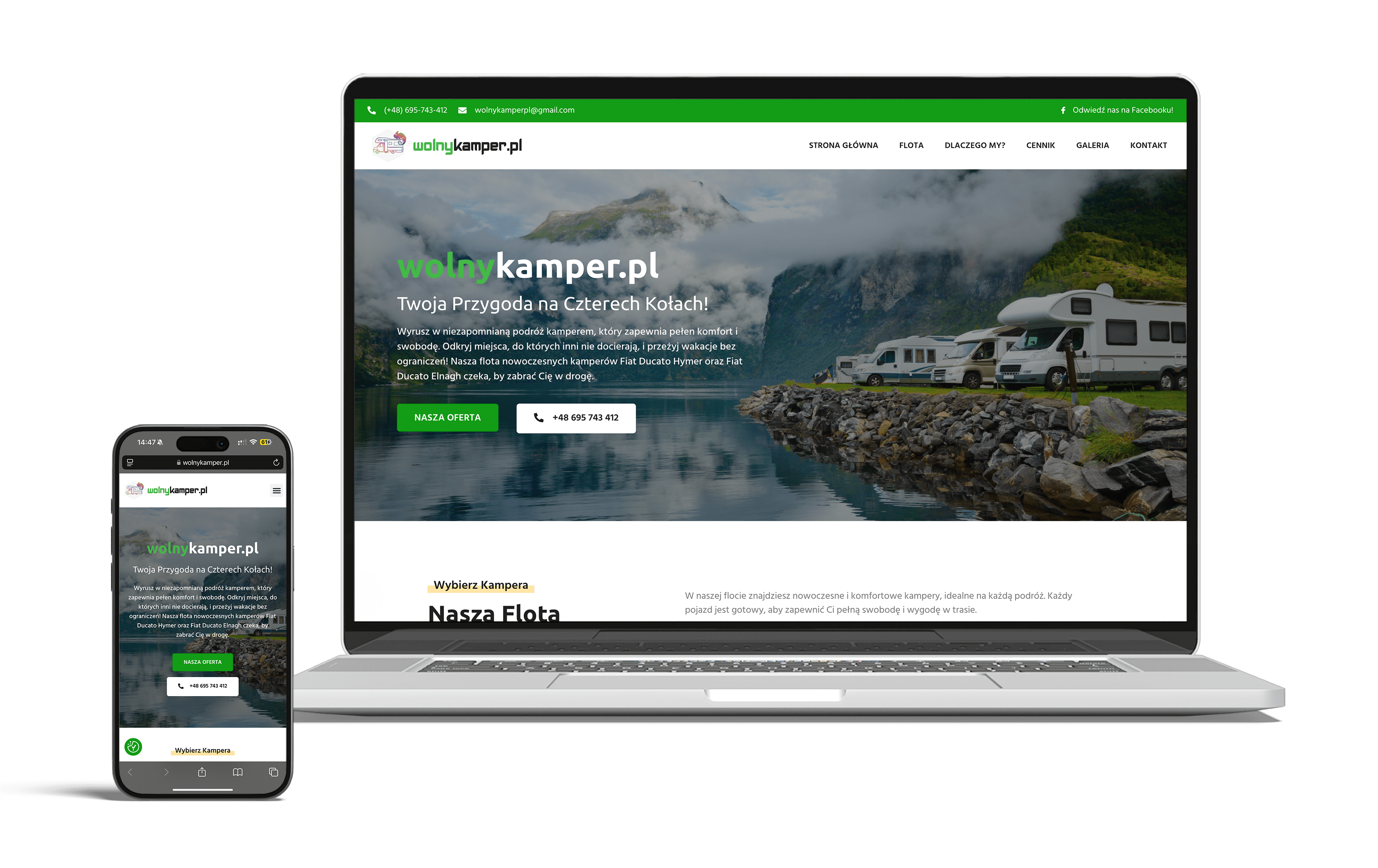 Strona internetowa dla wypożyczalni kamperów